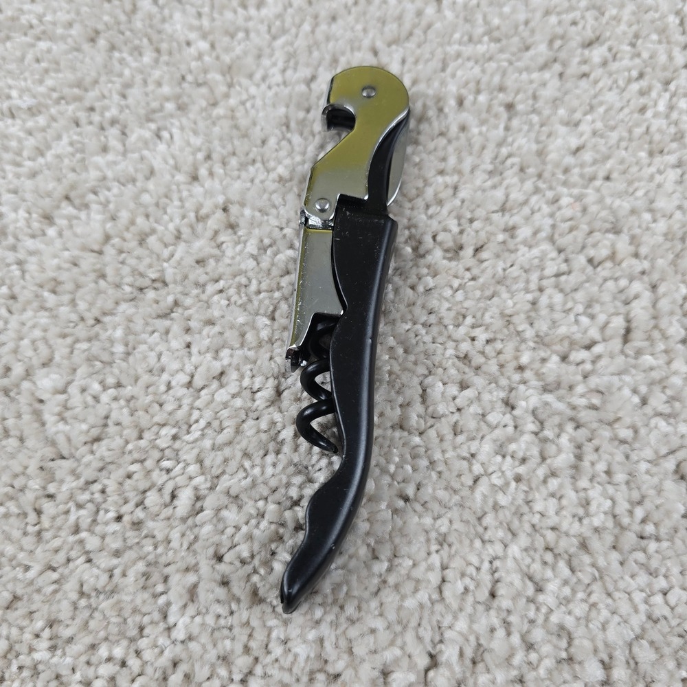 Kessler Wine Opener Black Double Hinged Waiters Corkscrew with Foil‎ Cutter